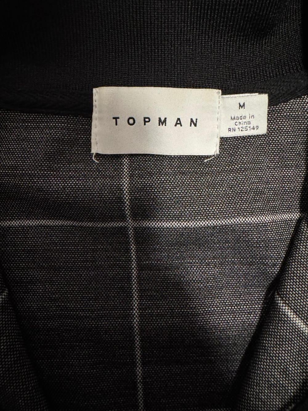 Topman Black & White Grid Quarter-Zip Track Jacket